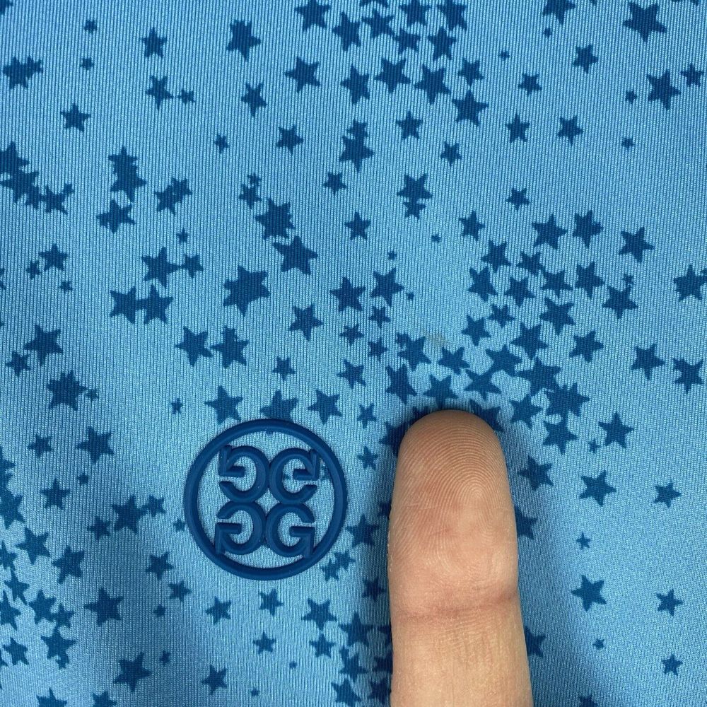 G Fore Shirt Mens XXL Blue Golf Performance Polo Star All Over Geometric READ - Picture 2 of 15